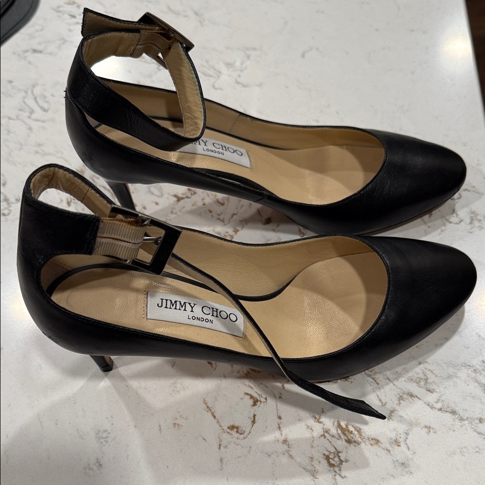 Jimmy Choo Black Ankle Strap Heels